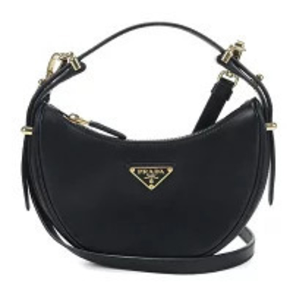 Prada Handbag Triangle Arches Leather Black